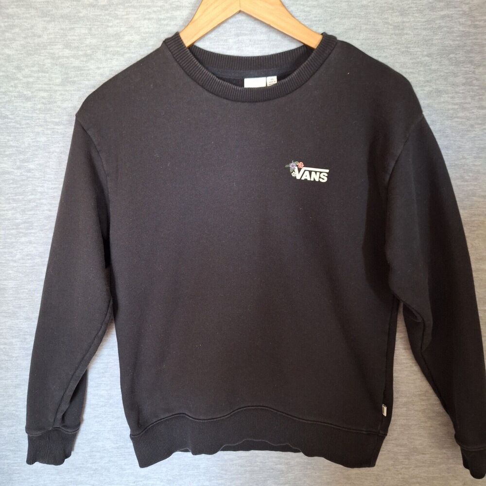 Vans Sweatshirt Womens Black Floral Skater Surf Streetwear Gorpcore Surf Outdoor